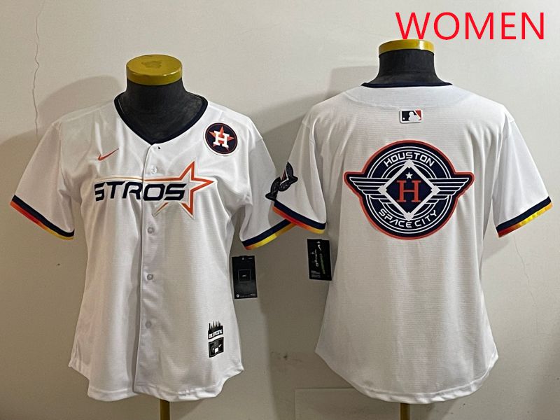 Women Houston Astros Blank White three generations Joint Name Nike 2025 MLB Jersey style 29